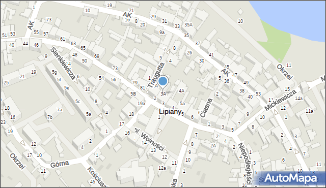 Lipiany, Plac Wolności, 3A, mapa Lipiany