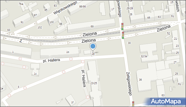 Łódź, Plac Hallera Józefa, gen., 1a, mapa Łodzi