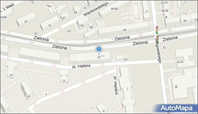 Łódź, Plac Hallera Józefa, gen., 1b, mapa Łodzi