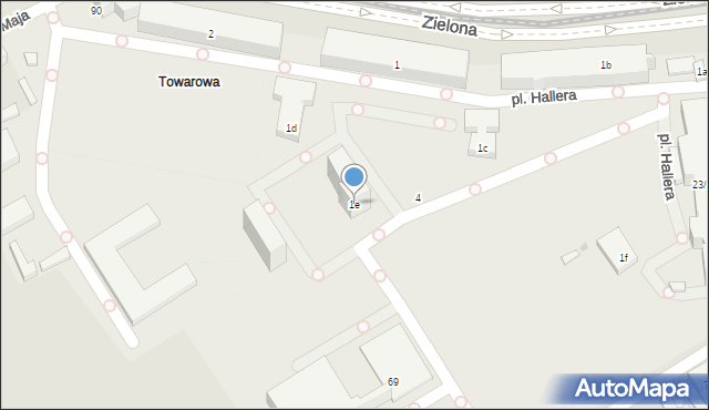 Łódź, Plac Hallera Józefa, gen., 1e, mapa Łodzi