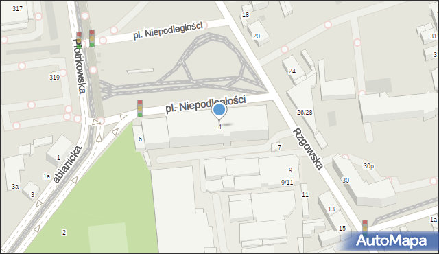 Łódź, Plac Niepodległości, 4, mapa Łodzi