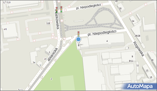 Łódź, Plac Niepodległości, 6, mapa Łodzi