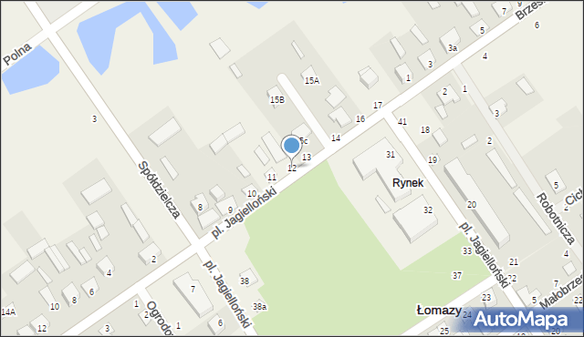 Łomazy, Plac Jagielloński, 12, mapa Łomazy