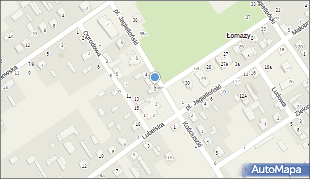 Łomazy, Plac Jagielloński, 2, mapa Łomazy