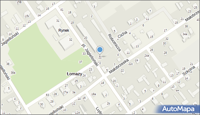 Łomazy, Plac Jagielloński, 21, mapa Łomazy