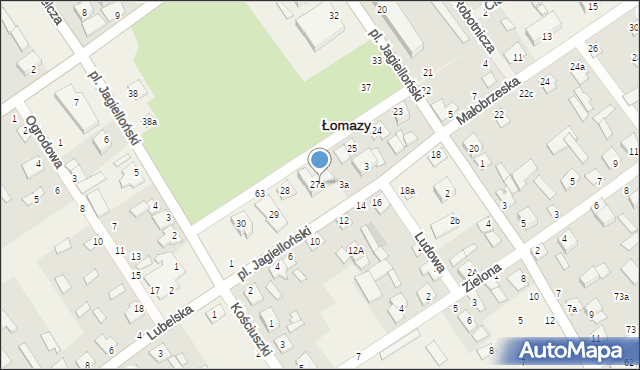 Łomazy, Plac Jagielloński, 27a, mapa Łomazy