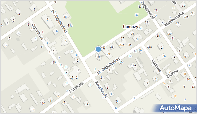 Łomazy, Plac Jagielloński, 30, mapa Łomazy