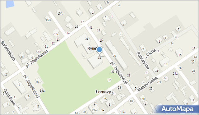 Łomazy, Plac Jagielloński, 32, mapa Łomazy