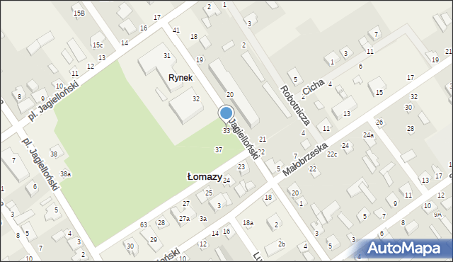 Łomazy, Plac Jagielloński, 33, mapa Łomazy