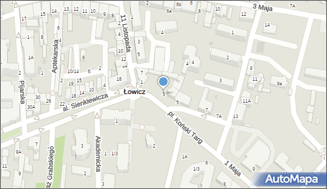 Łowicz, Plac Koński Targ, 3, mapa Łowicza