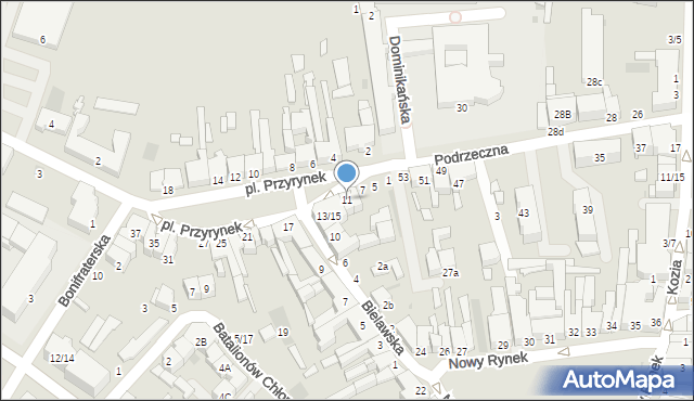 Łowicz, Plac Przyrynek, 11, mapa Łowicza