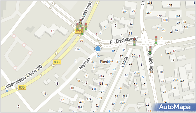 Lublin, Plac Bychawski, 10, mapa Lublina