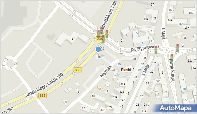 Lublin, Plac Bychawski, 11a, mapa Lublina