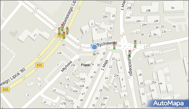 Lublin, Plac Bychawski, 8a, mapa Lublina