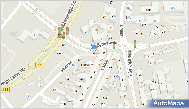 Lublin, Plac Bychawski, 8a, mapa Lublina