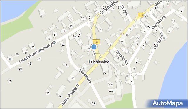 Lubniewice, Plac Kasztanowy, 1, mapa Lubniewice