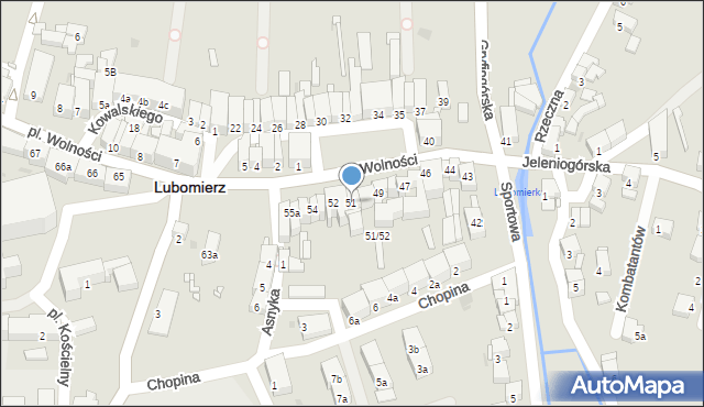 Lubomierz, Plac Wolności, 51, mapa Lubomierz