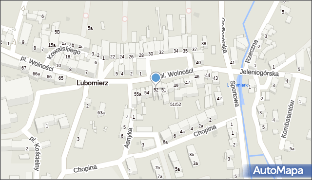 Lubomierz, Plac Wolności, 52, mapa Lubomierz