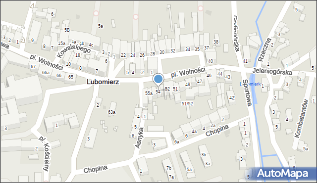 Lubomierz, Plac Wolności, 54, mapa Lubomierz