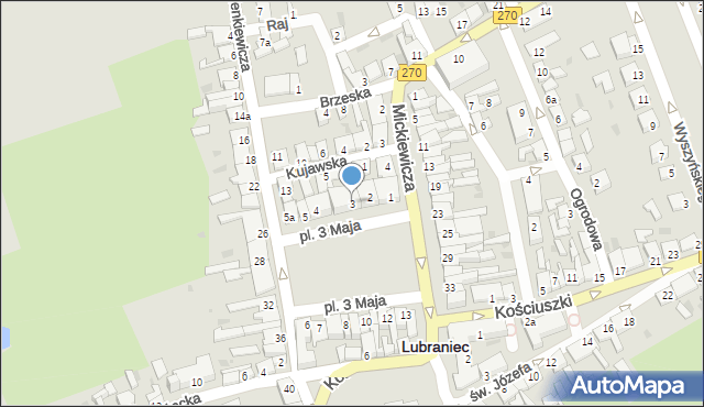 Lubraniec, Plac 3 Maja, 3, mapa Lubraniec