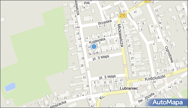 Lubraniec, Plac 3 Maja, 5, mapa Lubraniec