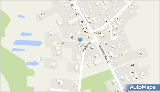 Lubrza, Plażowa, 1, mapa Lubrza