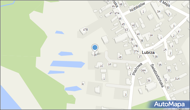 Lubrza, Plażowa, 1b, mapa Lubrza