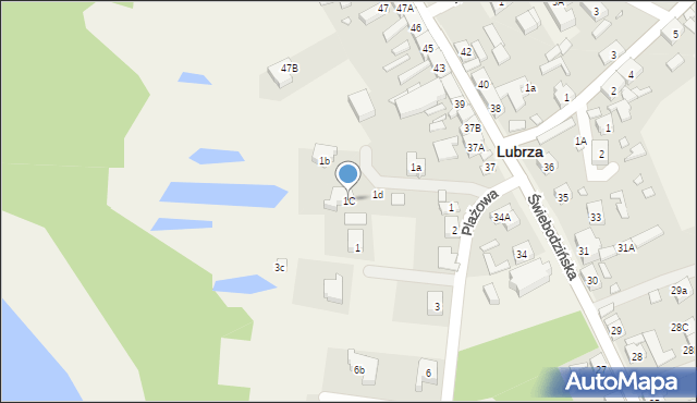 Lubrza, Plażowa, 1C, mapa Lubrza