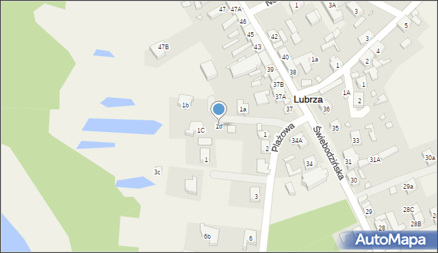 Lubrza, Plażowa, 1d, mapa Lubrza