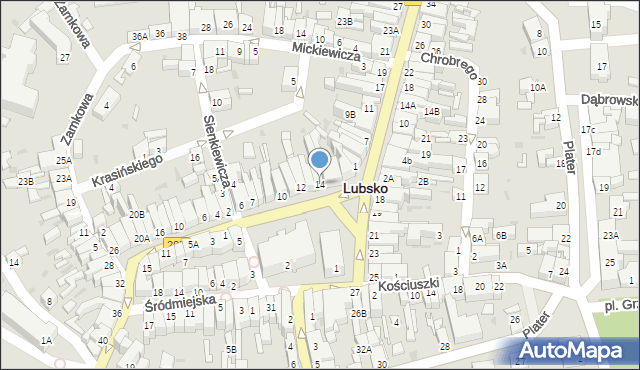 Lubsko, Plac Wolności, 14, mapa Lubsko