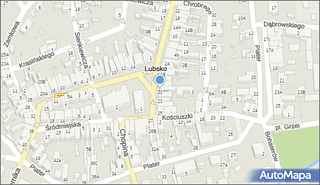Lubsko, Plac Wolności, 21, mapa Lubsko