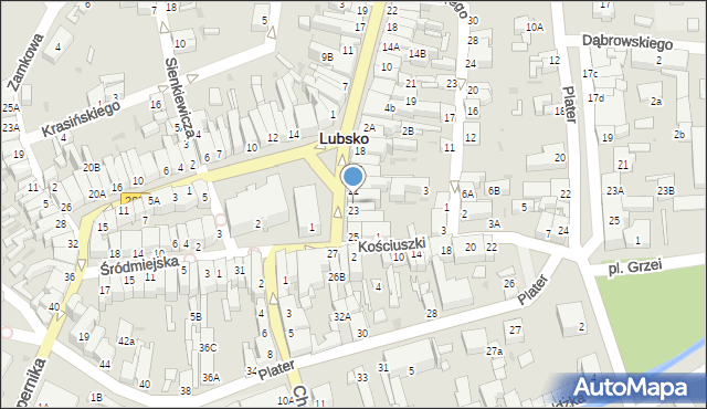 Lubsko, Plac Wolności, 22, mapa Lubsko