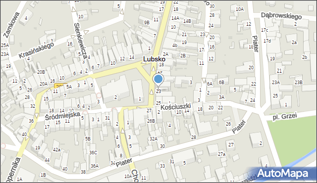 Lubsko, Plac Wolności, 23, mapa Lubsko