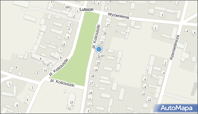 Lutocin, Plac Kościuszki Tadeusza, gen., 21, mapa Lutocin