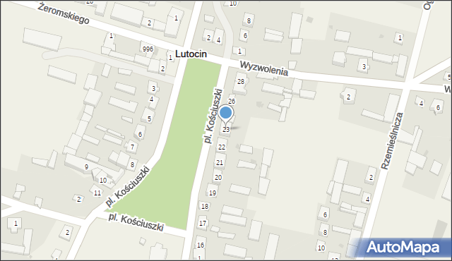 Lutocin, Plac Kościuszki Tadeusza, gen., 23, mapa Lutocin