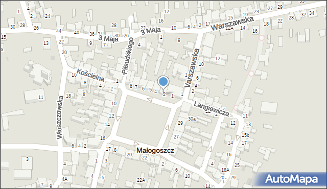 Małogoszcz, Plac Kościuszki Tadeusza, gen., 2, mapa Małogoszcz