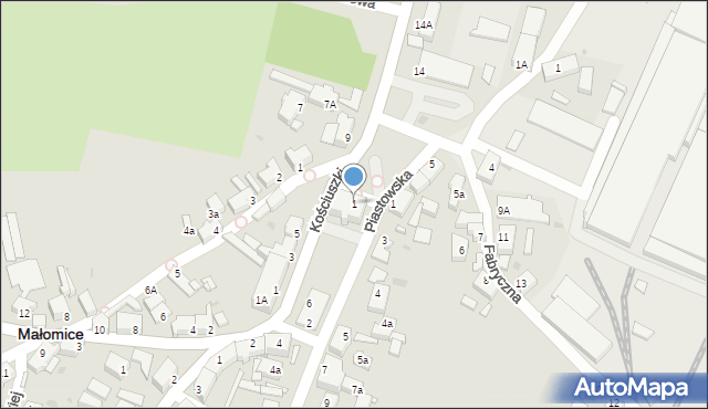 Małomice, Plac Konstytucji 3 Maja, 1, mapa Małomice