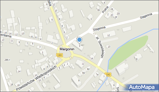 Margonin, Plac Suwalskiego, 1, mapa Margonin