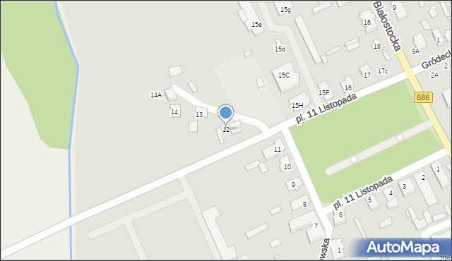 Michałowo, Plac 11 Listopada, 12, mapa Michałowo