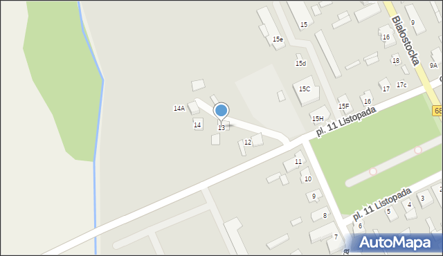 Michałowo, Plac 11 Listopada, 13, mapa Michałowo