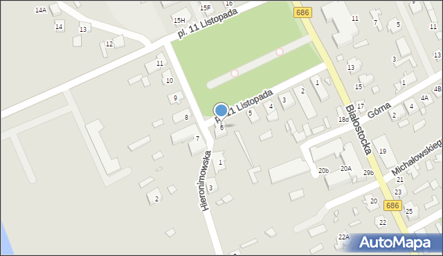 Michałowo, Plac 11 Listopada, 6, mapa Michałowo