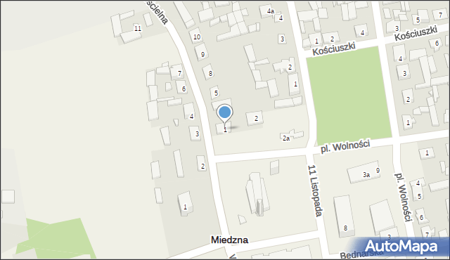 Miedzna, Plac Wolności, 1, mapa Miedzna