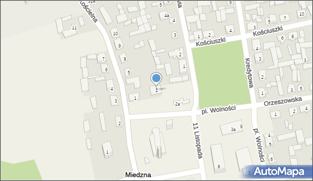 Miedzna, Plac Wolności, 2, mapa Miedzna