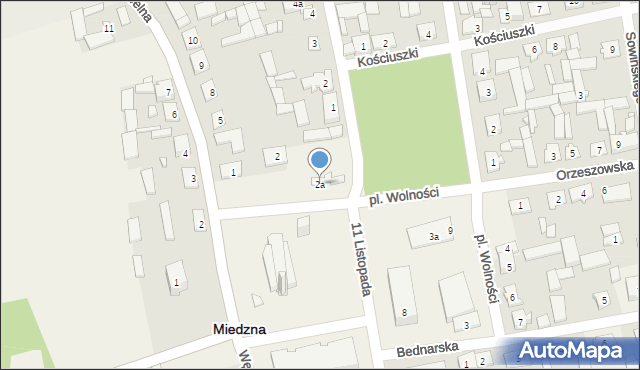 Miedzna, Plac Wolności, 2a, mapa Miedzna