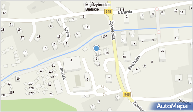 Międzybrodzie Bialskie, Plac św. Ambrożego, 6, mapa Międzybrodzie Bialskie