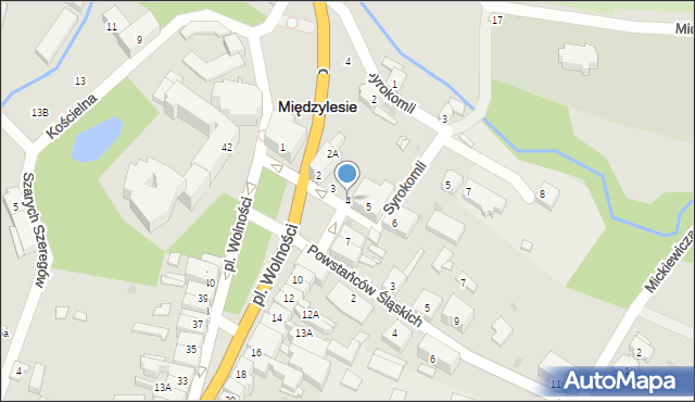 Międzylesie, Plac Wolności, 4, mapa Międzylesie