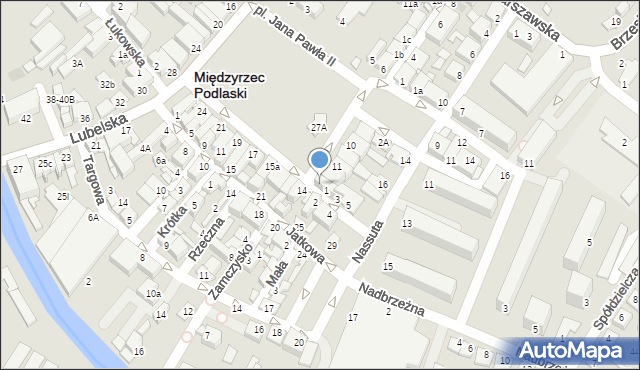 Międzyrzec Podlaski, Plac Jana Pawła II, 13, mapa Międzyrzec Podlaski