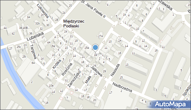 Międzyrzec Podlaski, Plac Jana Pawła II, 14, mapa Międzyrzec Podlaski