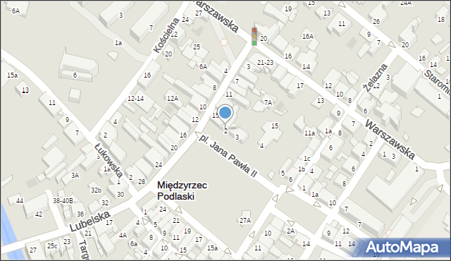 Międzyrzec Podlaski, Plac Jana Pawła II, 2, mapa Międzyrzec Podlaski