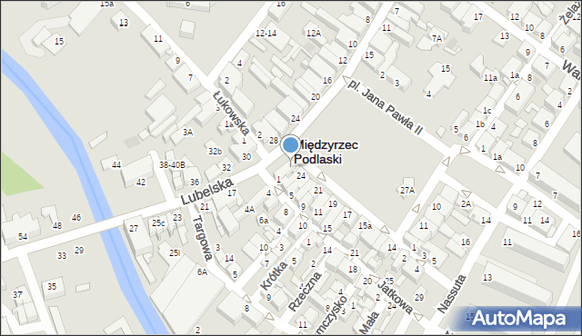 Międzyrzec Podlaski, Plac Jana Pawła II, 26, mapa Międzyrzec Podlaski